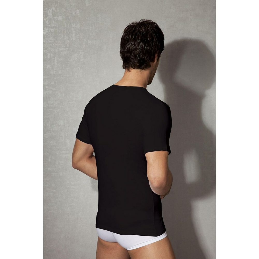 Мужская футболка черная с V-образным воротом из натурального хлопка Doreanse 2810