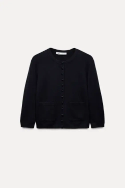 ZARA ОДНОТОННЫЙ КАРДИГАН С РУКАВАМИ 3/4, МОРСКОЙ СИНИЙ