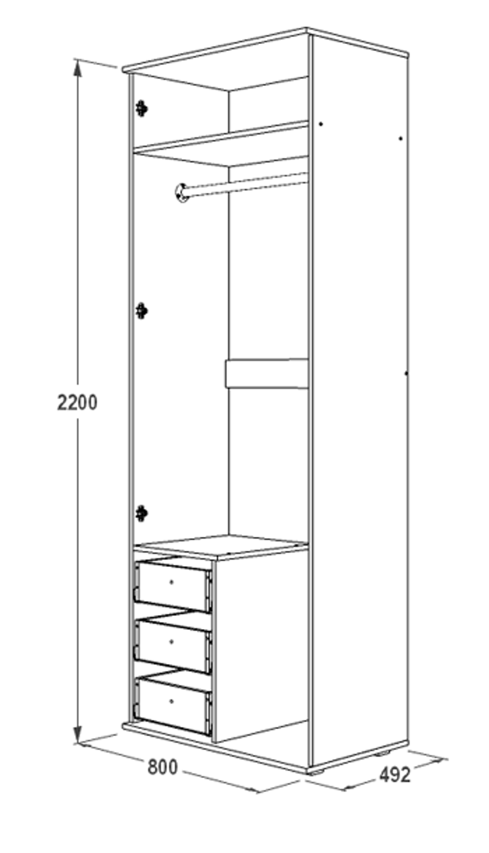 Шкаф двухстворчатый левый "Ольга-14" (дуб сонома), ЛДСП/МДФ, Фант-мебель, г. Волжск