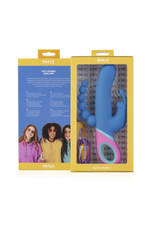 Синий вибратор Vice с 2 дополнительными отростками - 23 см. (Цвет: синий)