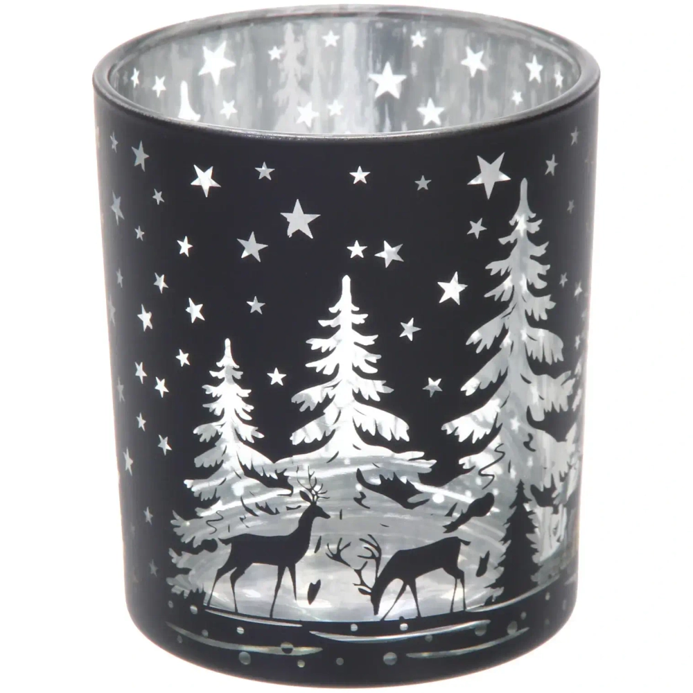 Подсвечник «Снежный лес» 8,5*10 см, Черный