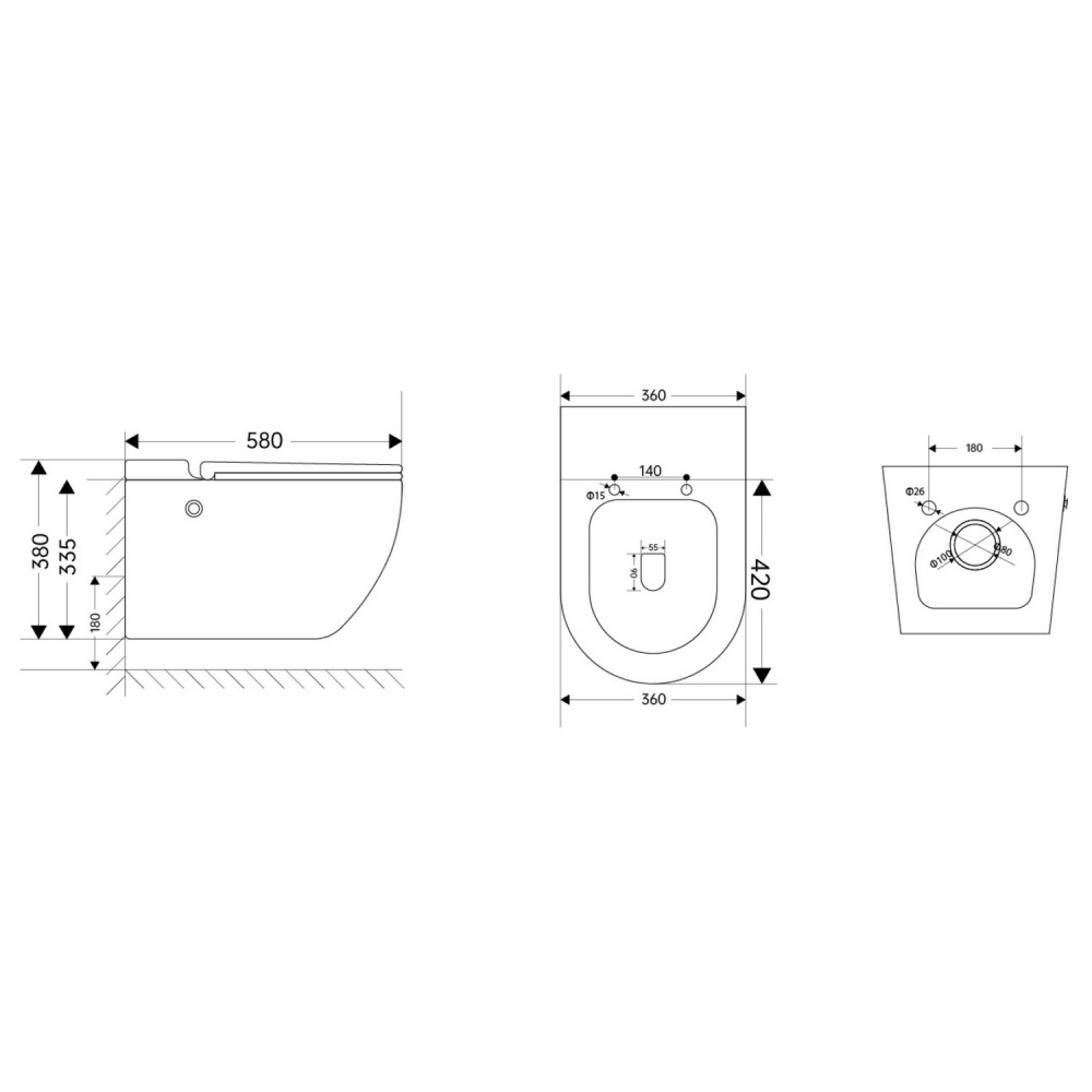 Комплект ABBER подвесной унитаз Bequem AC1108P белый с импульсным смывом с инсталляцией AC0101P