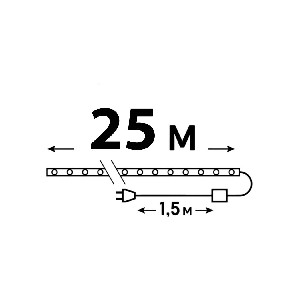 ULD-D50 25M-С08 IP44 WARM WHITE Гирлянда светодиодная Дюралайт. 25м. С контроллером. Теплый белый свет. Провод прозрачный. ТМ Uniel