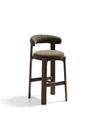 Барный стул Granite из зеленой синели и ясеня с отделкой орех 75 см