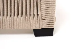 "Ривьера" шезлонг плетеный из роупа, каркас алюминий белый муар, роуп бежевый круглый, ткань бежевая 052