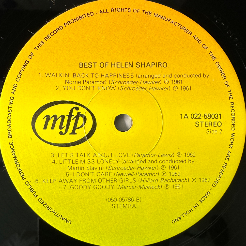 Helen Shapiro ‎– The Best Of (Голландия 1980г.)