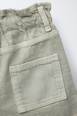 ZARA ШОРТЫ ИЗ ТВИЛА PAPERBAG COMFORT, МЯГКИЙ ЗЕЛЕНЫЙ