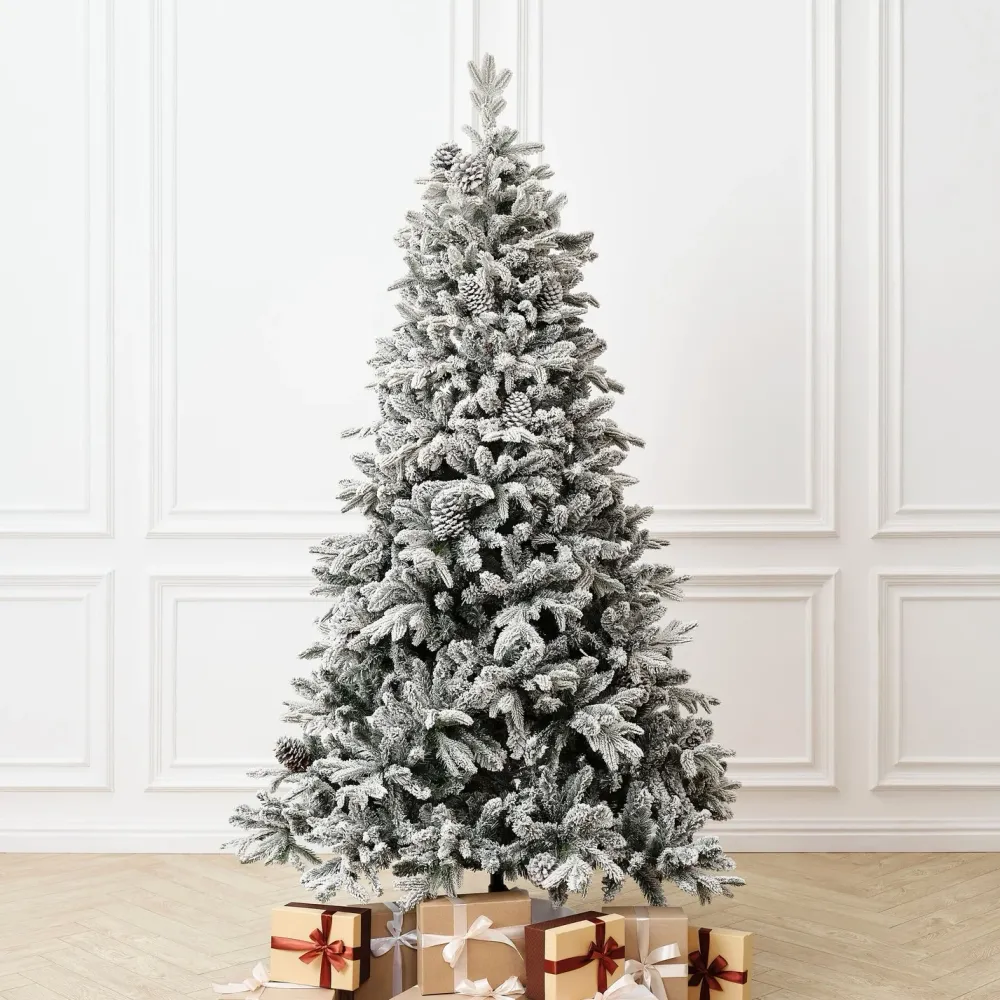 Заснеженная елка с шишками «Saint Paul» (Литая+пвх) 180 см / 1,8 м