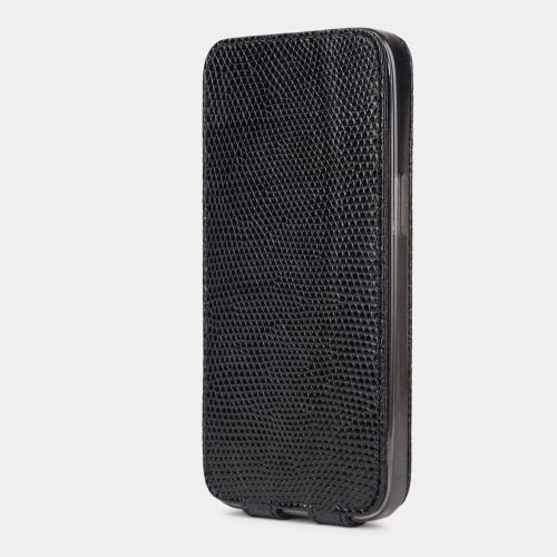 Чехол для iPhone 13 Pro Max из кожи ящерицы, черного цвета