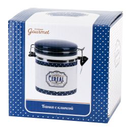 Банка для сыпучих продуктов (клипс) " " 11,5х10х11,5см v=480мл (подарочная упаковка)