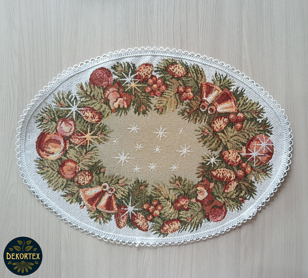 Набор декоративных гобеленовых салфеток Настроение рождества (1 шт 32х46+6 шт d 15)