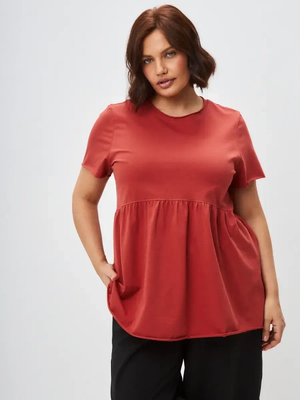 Футболка с баской оверсайз терракотовый