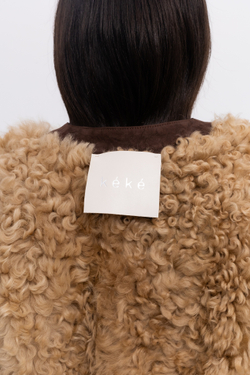 Коричневая двусторонняя шуба-дубленка k é k é