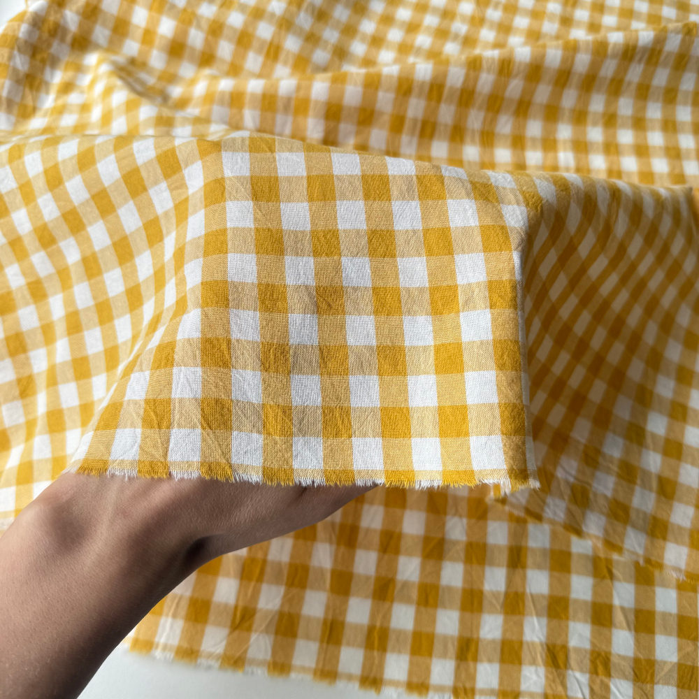 Вареный хлопок 250см. Желтая клетка 1*1см