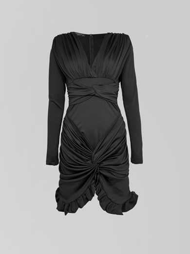 Платье Dzhadagaevs однотонное короткое с перекрученным низом и боди