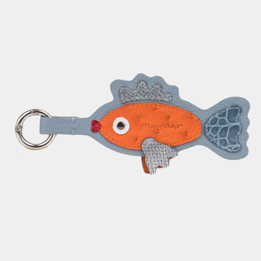 Брелок Poisson из кожи теленка голубого цвета