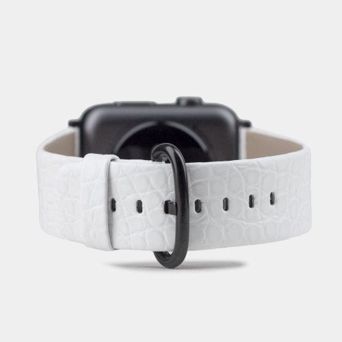 Ремешок для Apple Watch 44/45/46 mm из кожи аллигатора, белого цвета