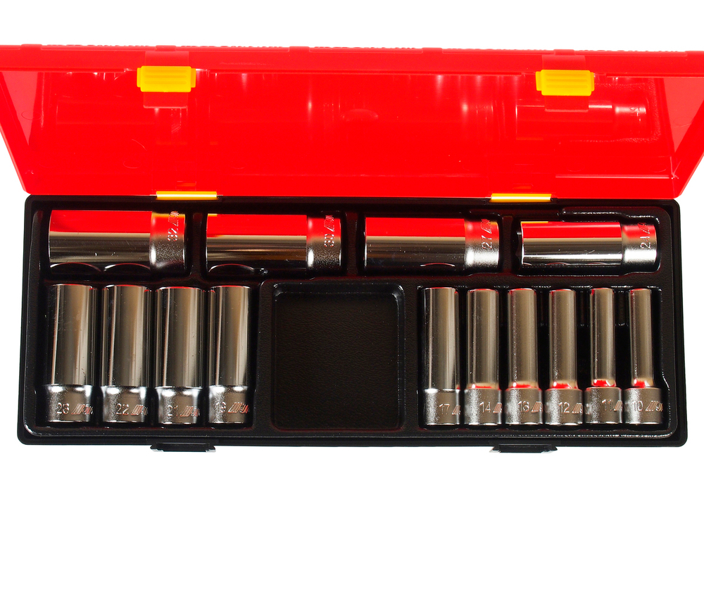 Набор головок торцевых 1/2" 6-ти гранных 10-32мм глубоких 14 предметов в кейсе JTC