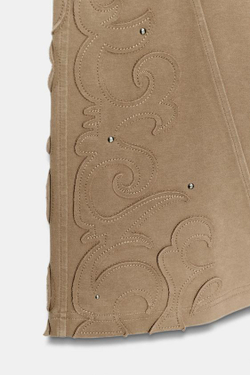 ZARA БРЮКИ FLARE С ЭФФЕКТОМ ПОТЕРТОСТИ И ЗАКЛЕПКАМИ, РЫЖЕВАТО-КОРИЧНЕВЫЙ