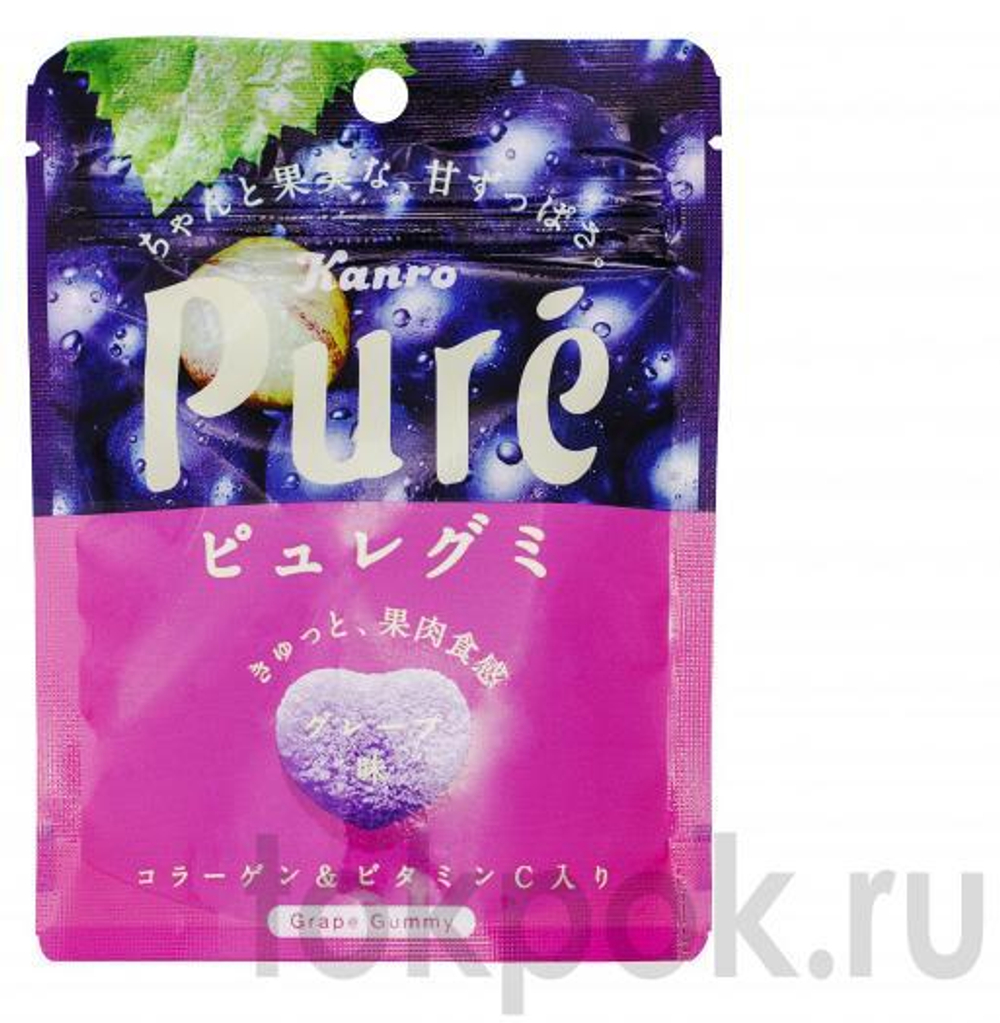 Жевательный мармелад со вкусом красного винограда Kanro Pure, 56 гр
