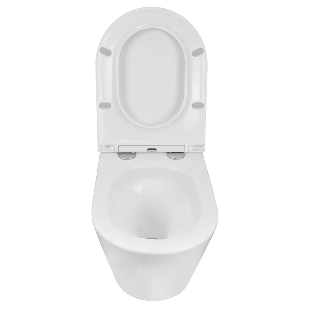 Унитаз подвесной Azario Teramo 515х355х365 безободковый, скрытое крепление, смыв "Торнадо", в комплекте с сидением микролифт (AZ-0053-UQ3)