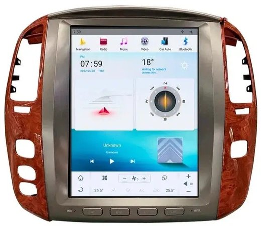 Магнитола для Lexus LX470 2002-2007 (вставки дерево или серебро, поддержка бк) - Carmedia ZF-1305-GE вертикальный экран в стиле "Тесла" на Android 13, 8+128Гб, CarPlay, 4G SIM-слот