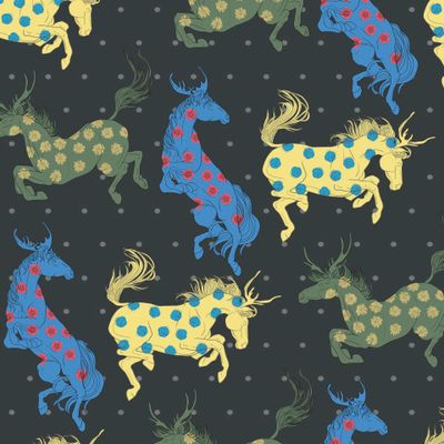 Colorful horned horses