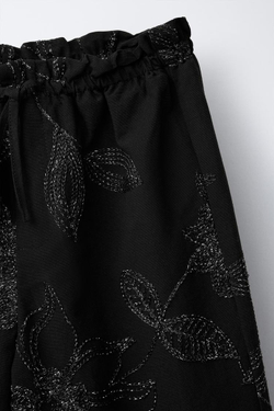 ZARA БРЮКИ С ВЫШИВКОЙ, ЧЕРНЫЙ