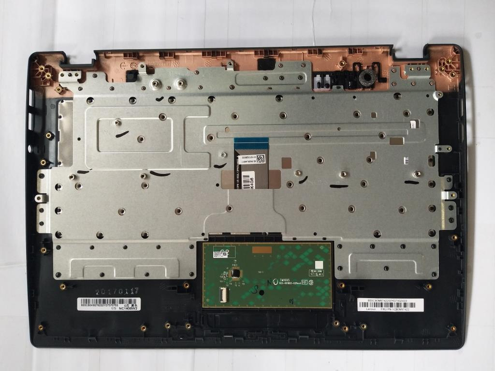 Верхняя панель с клавиатурой (топкейс) для ноутбука Lenovo 100s-14IBR черная, с подсветкой, раскладка - русская (5CB0M97422)