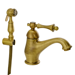 Смеситель для раковины с гигиенической лейкой Migliore Bomond 26870 бронза купить