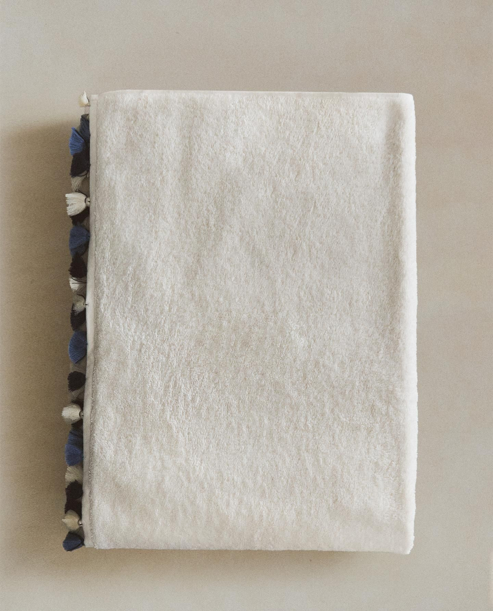 Zara Home - Банное полотенце с бахромой, синий, 90х150 см