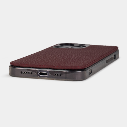 Чехол для iPhone 15 Pro Max Louis из кожи теленка, бордового цвета
