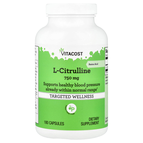 Vitacost, L-цитруллин, 750 мг, 180 капсул