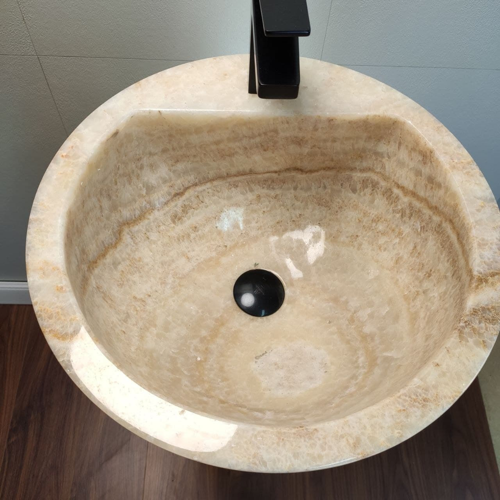 Раковина напольная из оникса Yellow ON-01346 (45*45*90 см)