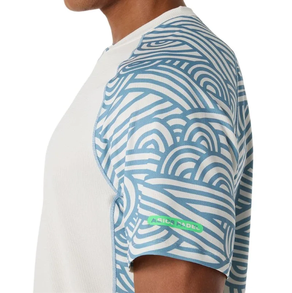 Мужская теннисная футболка Asics Padel Court All Over Short Sleeve - cream/saba blue