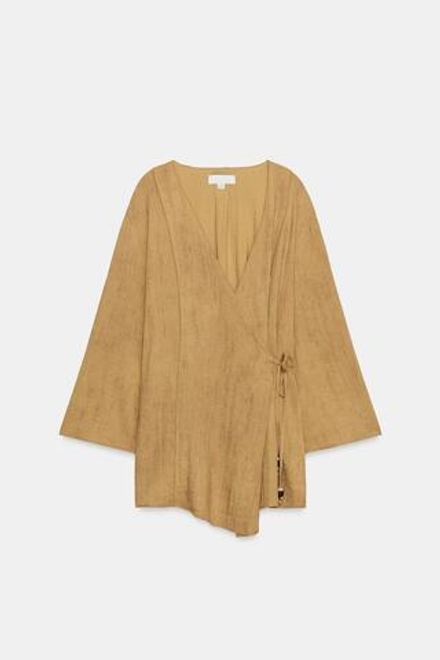 ZARA КУРТКА НА ЗАВЯЗКАХ, ГОРЧИЧНЫЙ