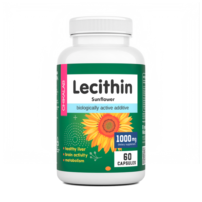 Лецитин подсолнечника, Lecithin, Chikalab , 60 капсул