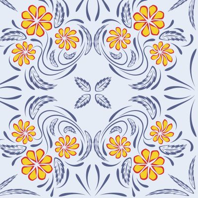 Floral folk damask pattern Fantasy flowers Floral