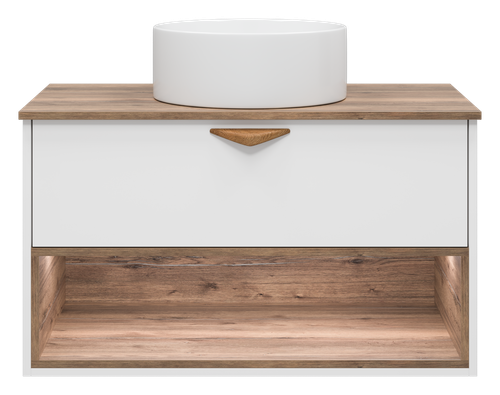 Тумба под раковину Brevita Bergen 90 с подсветкой подвесная (белая)