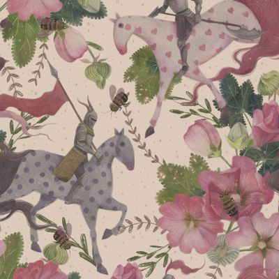 Рыцари цветов на бежевом фоне