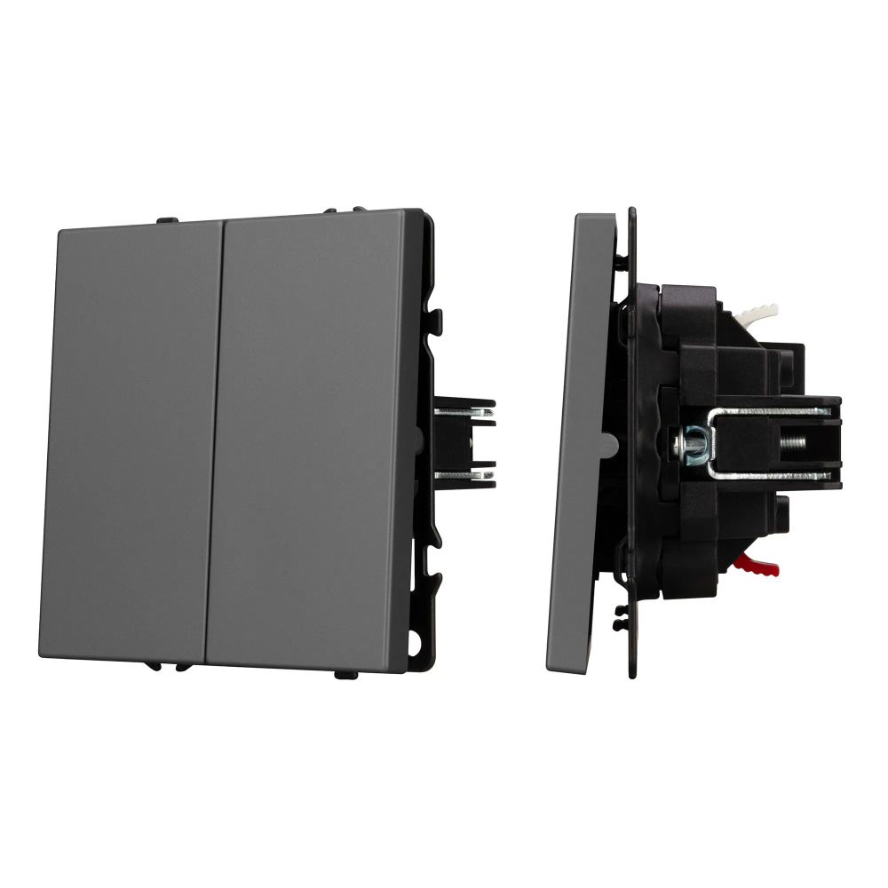 Механизм выключателя двухклавишный непроходной SWT-NOBE-MK02-SFPL-GR (230V, 10A) (Arlight, Серый базальт) 054254