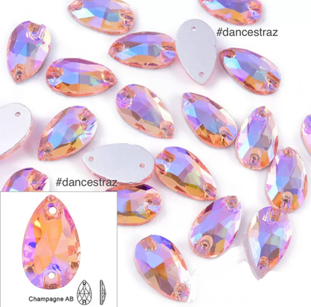 Стразы пришивные, Teardrop, Champagne AB, A3-P57, 13*22mm, (20 ea/pkg), 3A (F2)
