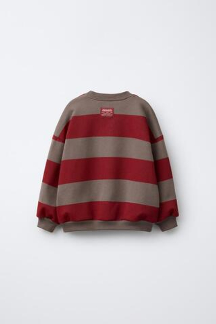 ZARA ТОЛСТОВКА В ПОЛОСКУ, СВЕТЛО-ГРАНАТОВЫЙ