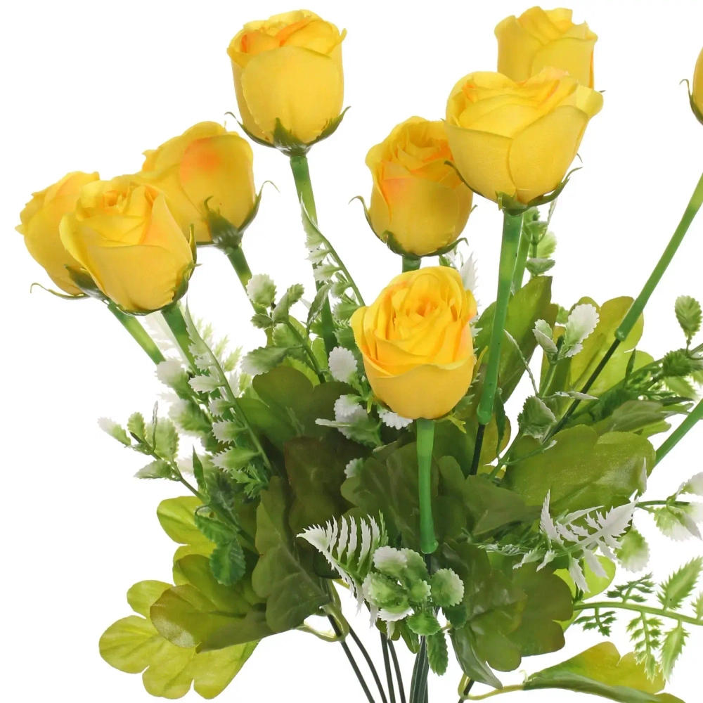 Искусственные цветы «Розовый букет» 42см 10 цветков желтые