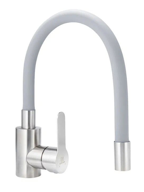 Смеситель для кухни ZIMMER гибкий гусак СЕРЫЙ ZM-7721-2A/761