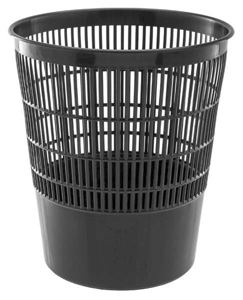 Корзина для бумаг Workmate, 18 литров, черная, сетчатая поверхность
