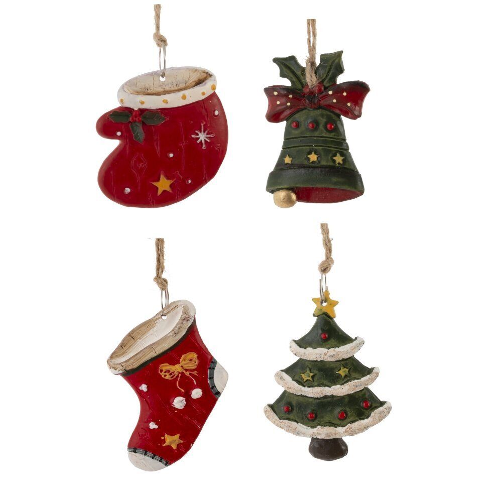 GAEM Изделие декоративное подвесное "Колокольчик/Елка/Носок/Варежка", L4 W1 H5,5 см, 4в.