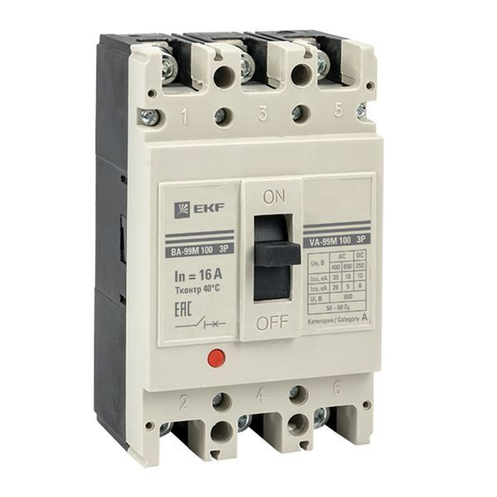 Автоматический выключатель в литом корпусе  EKF mccb99-100-16m