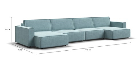 П-образный диван Босс Софт Модуль Велюр Монолит аква