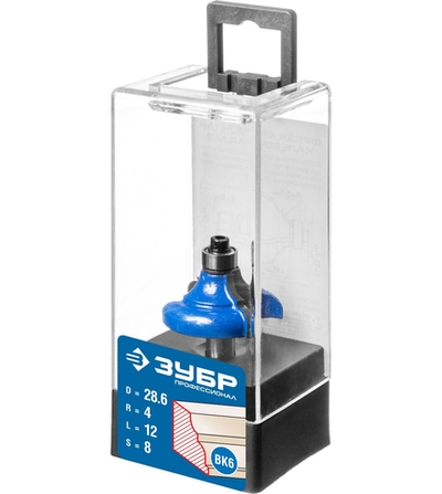 ЗУБР 28.6 x 12 мм, радиус 4 мм, фреза кромочная калевочная №2, Профессионал (28704-28.6)